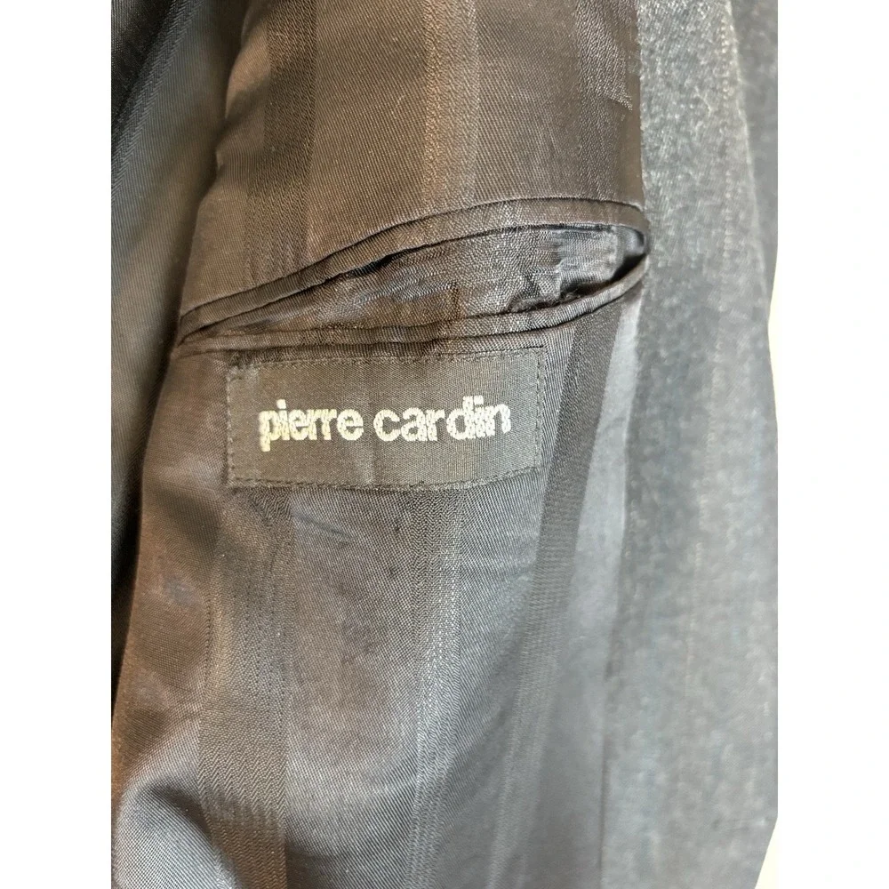 Pierre Cardin Suit Coat 44L Charcoal Pinstripe 2 Button Wool Sport Coat Blazer